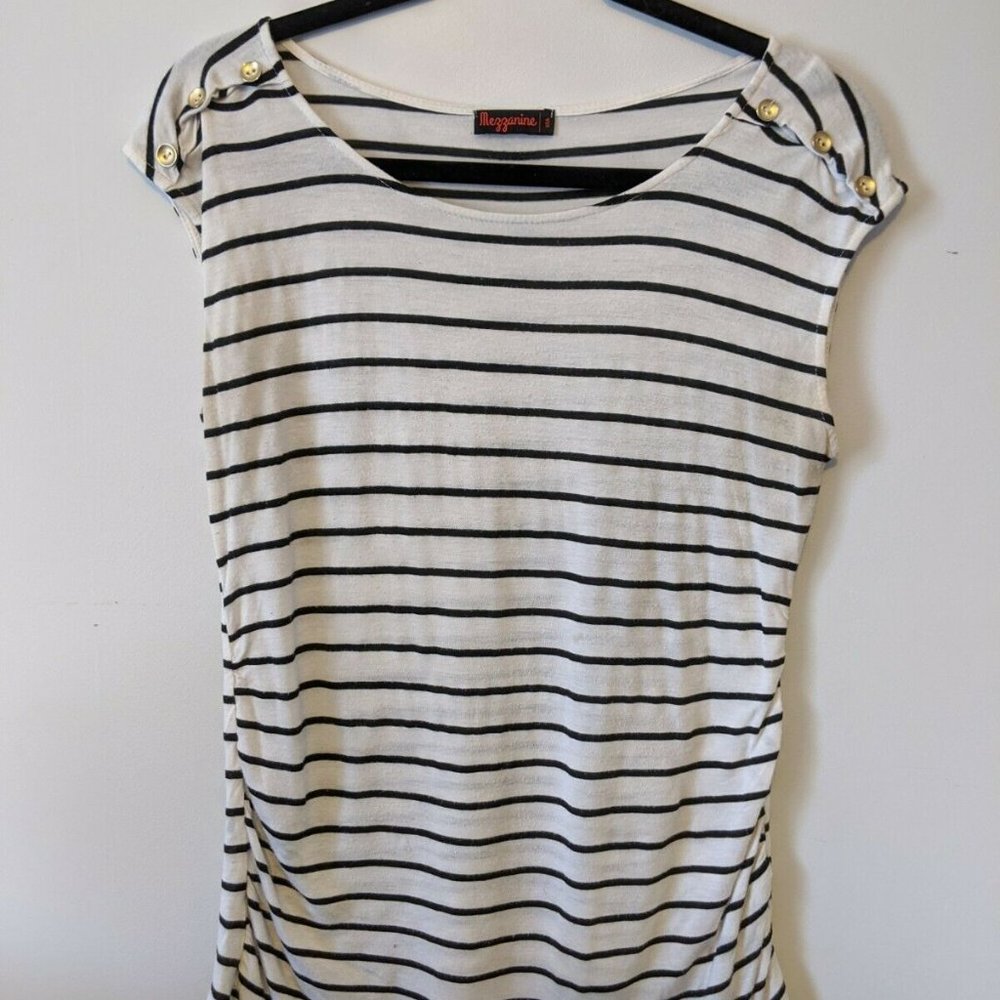 Black & White Striped Cap Sleeve Tee